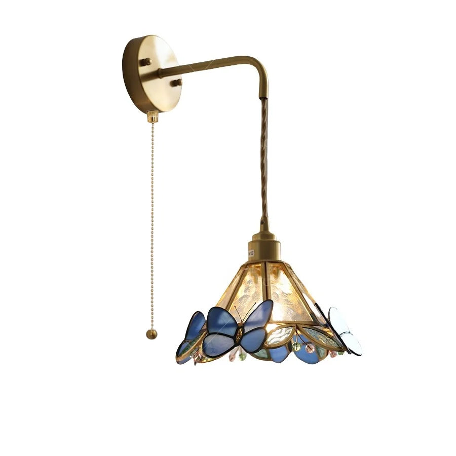 Lámpara de pared de vidrio en forma de mariposa LED Decorbites™ con interruptor de cadena de tiro