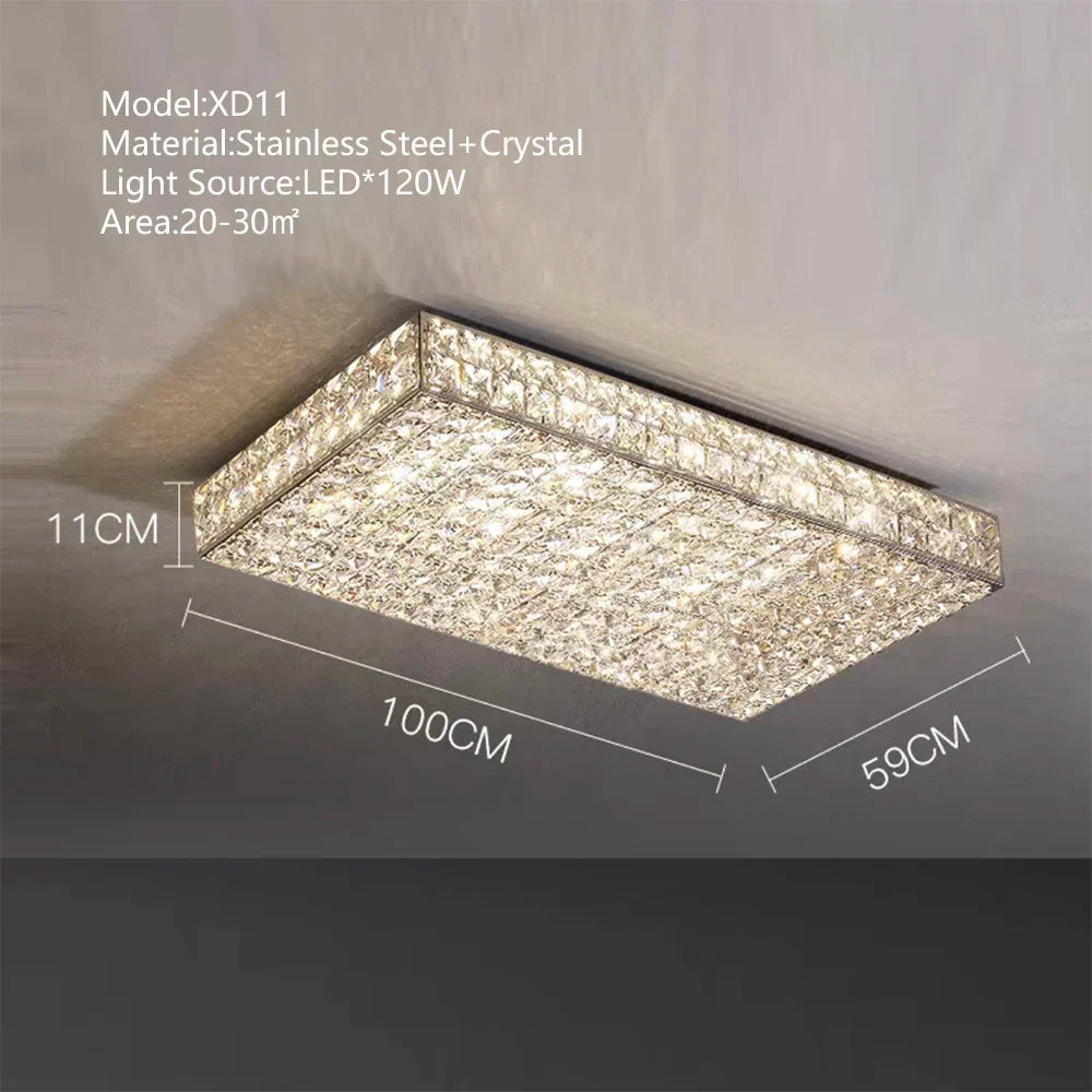 Lámpara de araña rectangular LED de cristal DecorBites™ para una decoración elegante del hogar