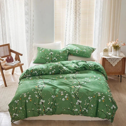 Decobites Plum Blossom Double Duvet Set: Soft Skin-Friendly Quilt Cover & Pillowcase