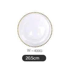 DecorBites™ Gold Beads Glass Plate, Large Round Fruit Plate for Stylish Dining