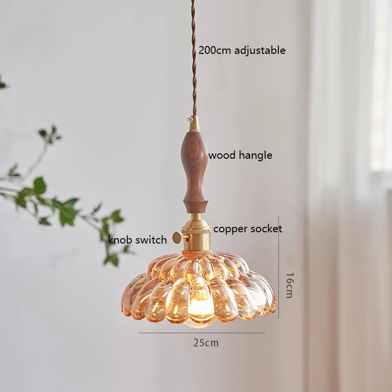 DecorBites™ Japanese Vintage Glass LED Pendant Lamp for Home Decor