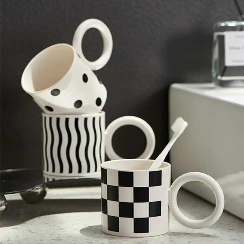 DecorBites™ Korean Style Fatty Mug Splash Ink Plastic Cup Couple Coffee Tea Drinkware