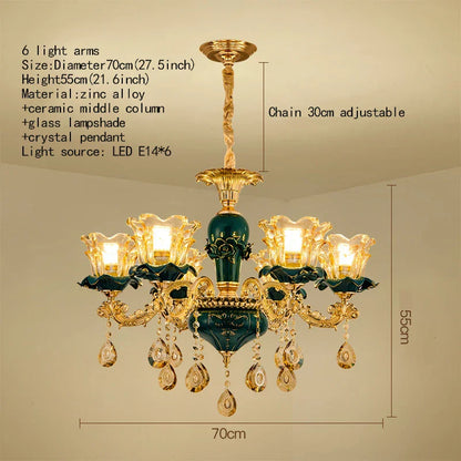 Decorbites™ Dunkelblaues Kristall-Lüster, Vintage-Stil Deckenleuchte für Wohnzimmer, Schlafzimmer, Villa