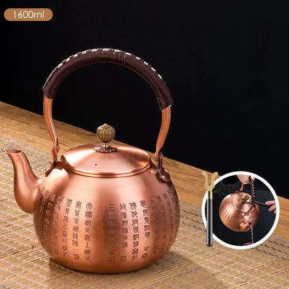 DecorBites™ Handmade Copper Tea Pot with Knitting Handle - Chinese Light Luxury Tea Set