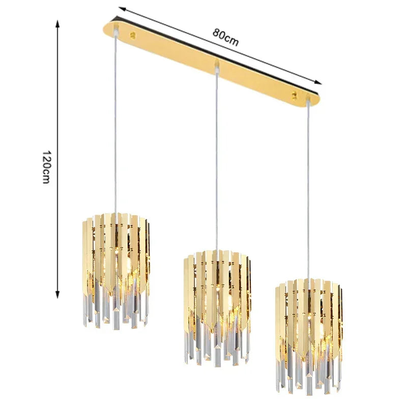 DecorBites™ Gold K9 Crystal LED Chandelier for Living Room Kitchen Dining Bedroom