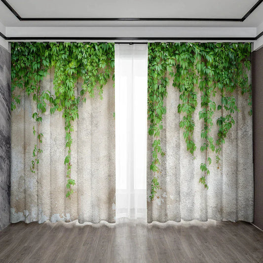 Decobites Green Leaf Plant Printed Curtains for Home Decoration and Modern Vibes