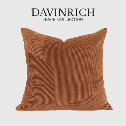 DecorBites™ Brown Corduroy Patchwork Cushion Cover 50x50cm Modern Luxury Pillow Case