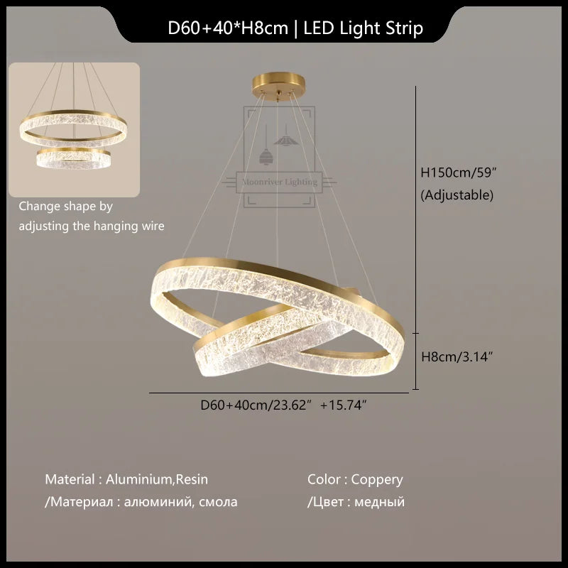 DecorBites™ Crystal Chandelier Circular Pendant Light for Modern French Style Dining-Table Decor