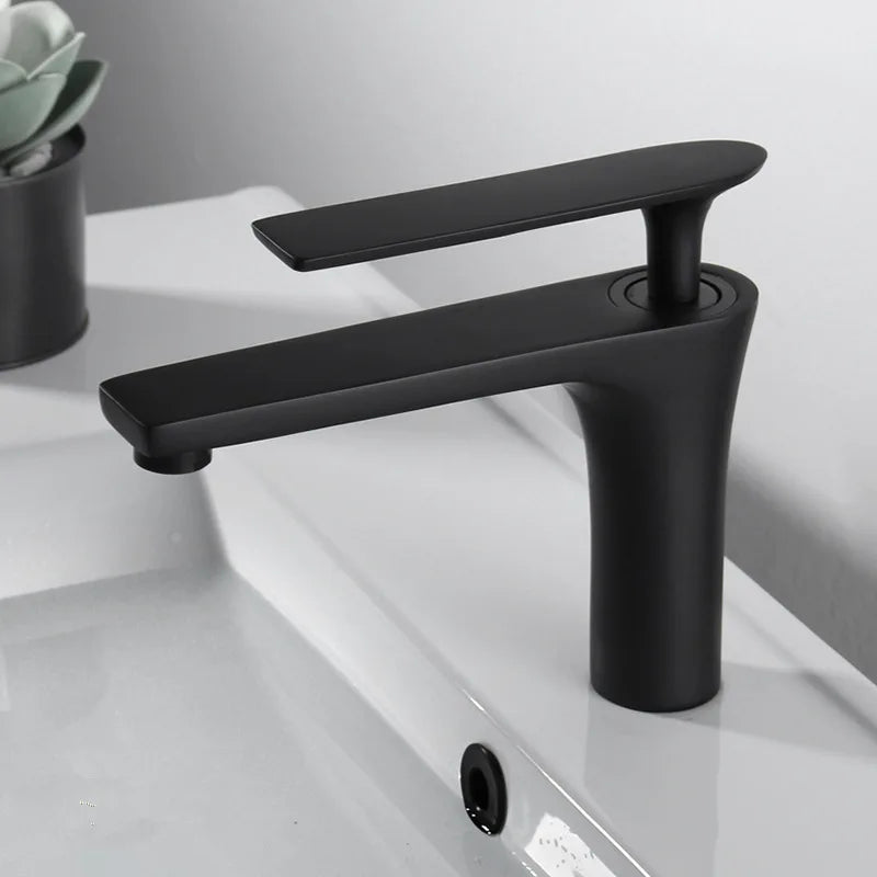 DecorBites™ Brushed Gold Brass Basin Faucet Cold Hot Water Mixer Sink Tap Black/Chrome