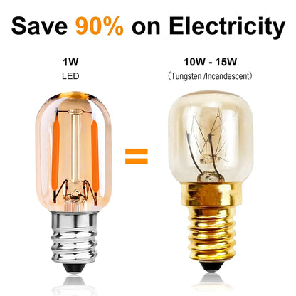 DecorBites™ Dimmable Mini 1W Amber Glass E12 E14 LED Filament Lamp Bulb