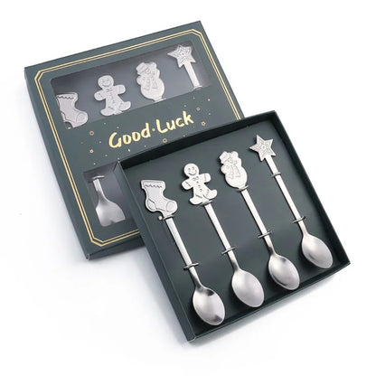 DecorBites™ Christmas Coffee Spoons Gift Box - Stainless Steel Festive Cutlery Spoon Set