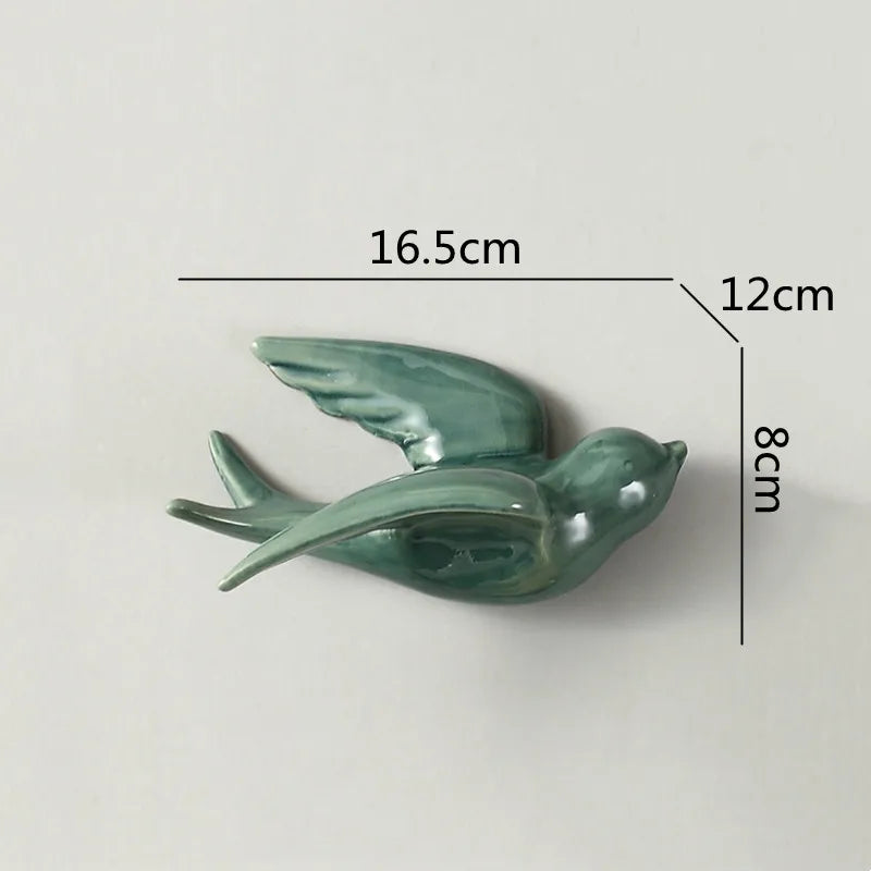 DecorBites™ Flying Bird Ceramic Wall Ornament Simulation Room Decoration Indoor Accent