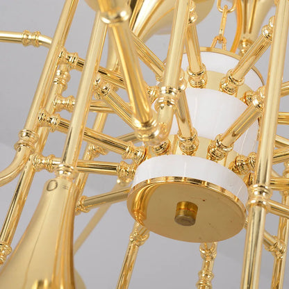 Lámparas de pie colgantes DecorBites™ Gold Trumpet de múltiples cabezales: modernas y creativas lámparas de pie con forma de cuerno.