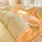 Decobites Floral Ruffles Bedding Set with Duvet Cover, Sheets, and Pillowcases