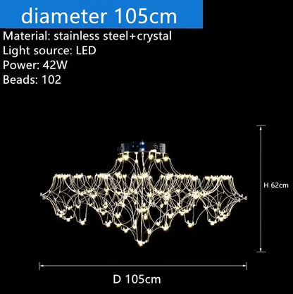 DecorBites™ Crystal Chandelier: Luxury Modern Starry Ceiling Light for Living Room, Bedroom, Restaurant