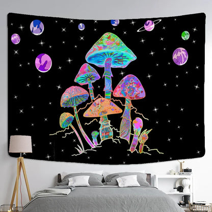 Decobites Cartoon Planet Mushroom Tapestry Wall Hanging for Psychedelic Room Decor