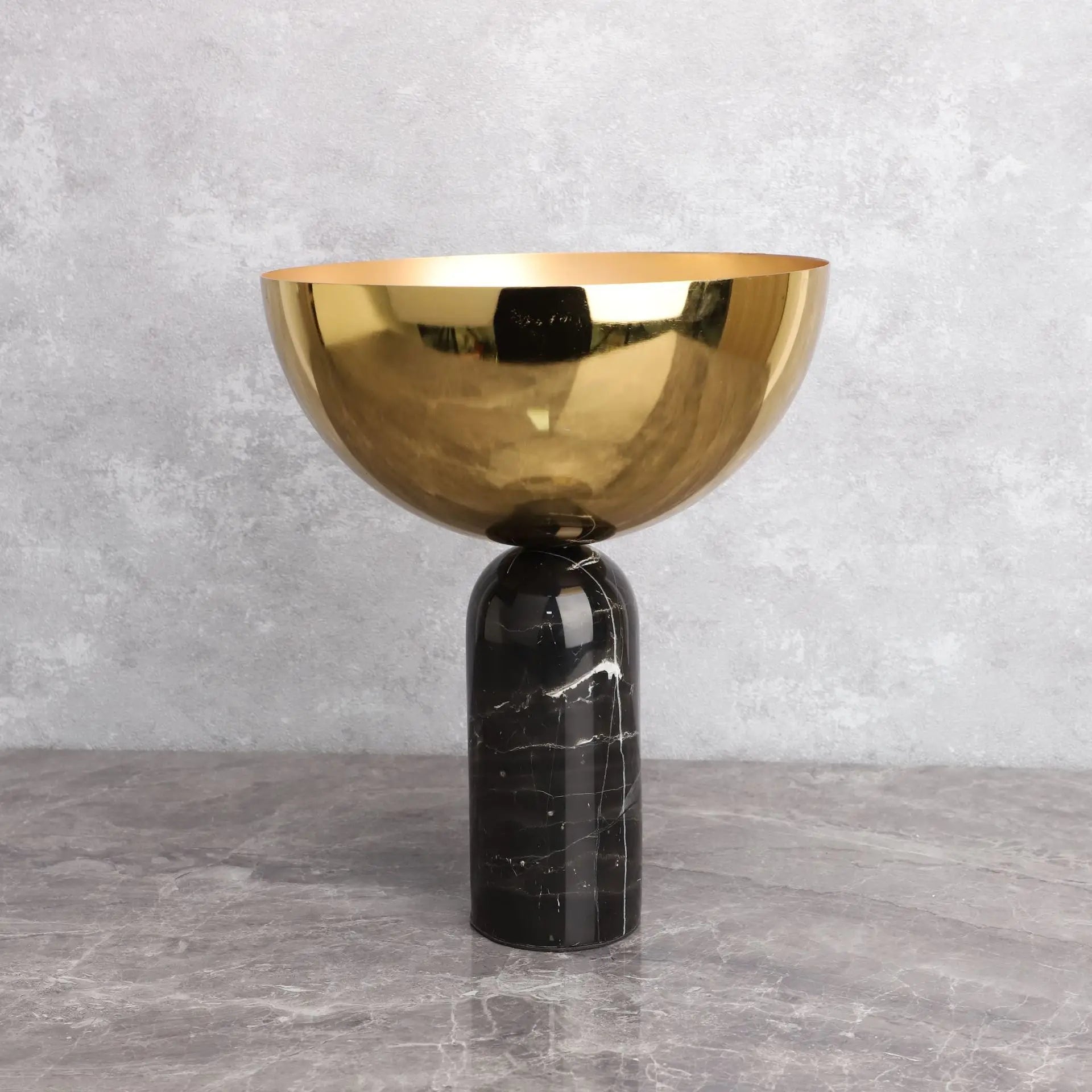 Decorbites™ Cuenco de Fruta Dorada con Base de Mármol Bandeja Artesanal Jarrón Figura Contenedor de Metal