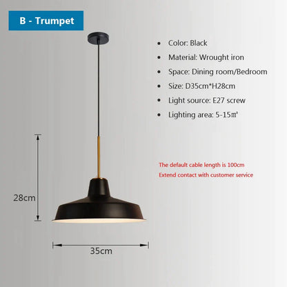 DecorBites™ Iron Industrial Chandeliers, Nordic Pendant Light for Home, Retro Loft Hanging Lamps