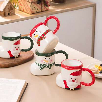 Taza de cerámica DecorBites™ con calcetines navideños, diseño de Papá Noel, ideal para regalo de Navidad