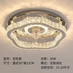 DecorBites™ Crystal LED Ceiling Fan Remote Control Modern Bedroom Light Fixtures