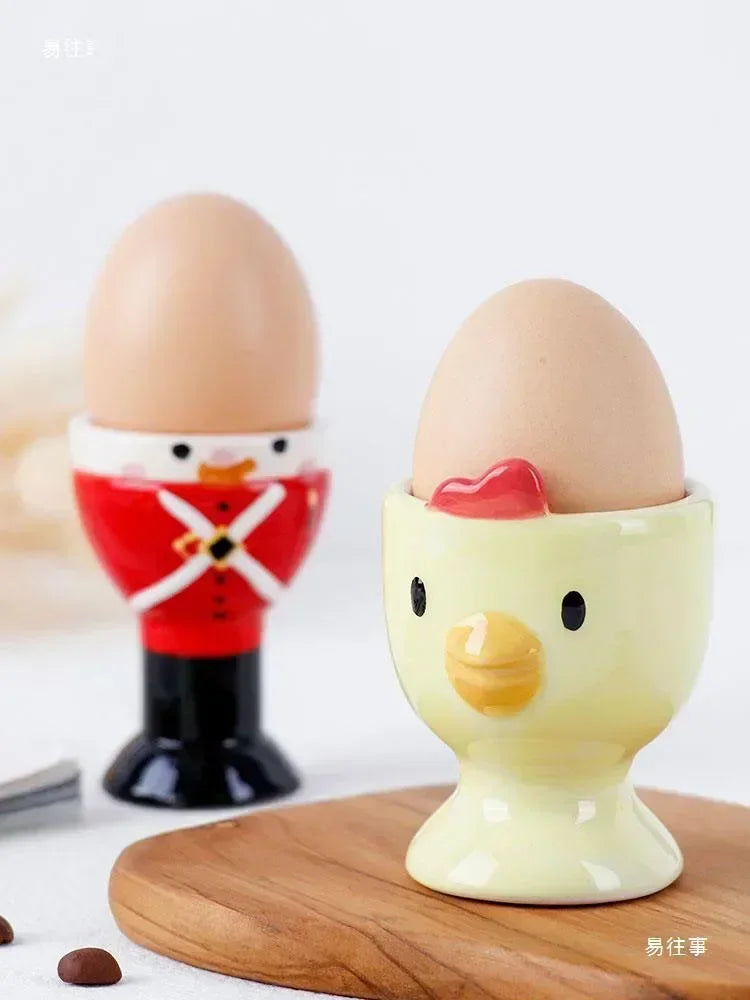 DecorBites™ Chicken Shape Ceramic Egg Cup Holder Stand for Kids Breakfast Tableware