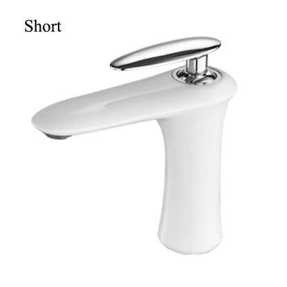 DecorBites™ Black & White Brass Bathroom Faucet with Single Lever Control