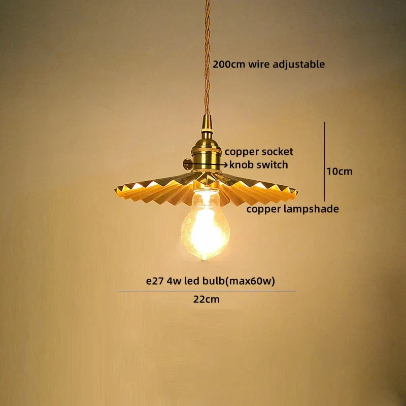 DecorBites™ Japanese Style LED Pendant Lamp Copper Glass Hanging Light Fixtures