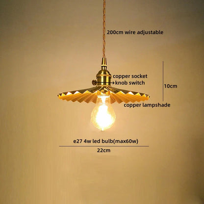DecorBites™ Japanese Style LED Pendant Lamp Copper Glass Hanging Light Fixtures