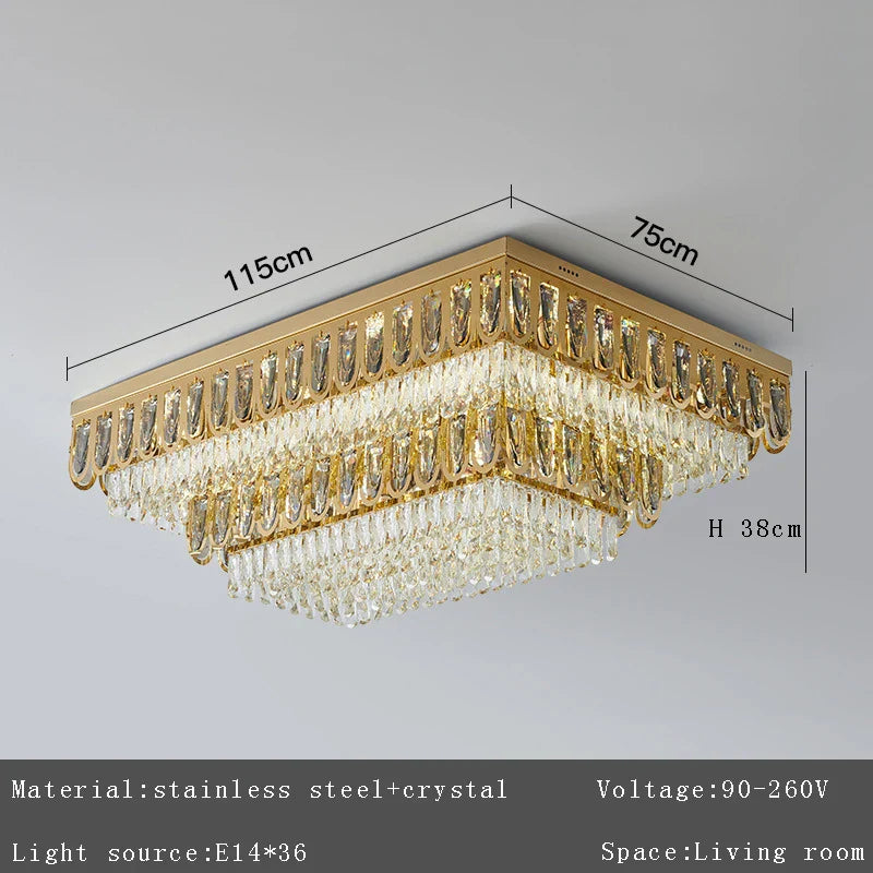 DecorBites™ Crystal Round Ceiling Chandelier for Modern Room Decor, Luxury Lamps - 2025 Lumens
