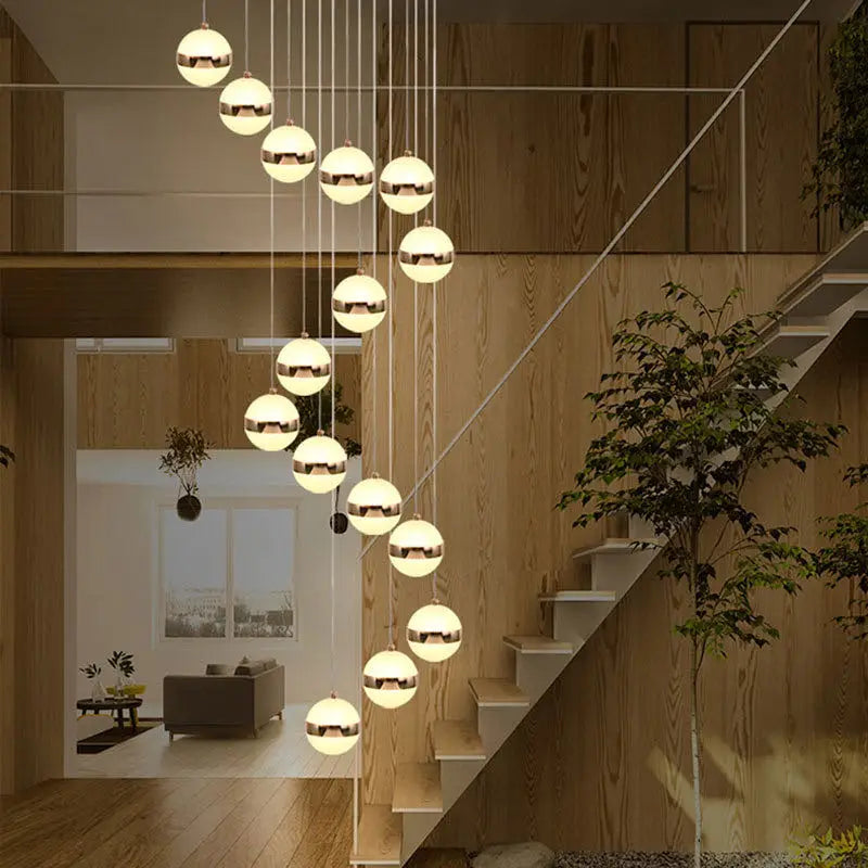 DecorBites™ Gold Acrylic Chandelier - Modern Staircase LED Lighting