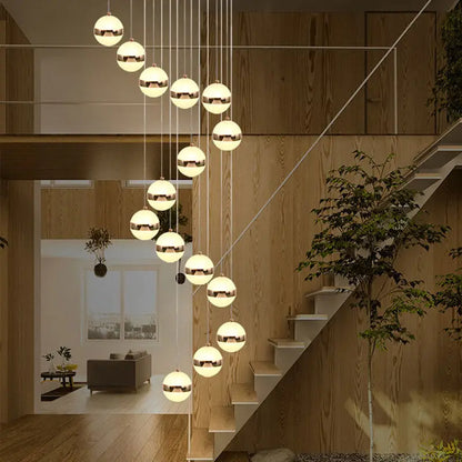 DecorBites™ Gold Acrylic Chandelier - Modern Staircase LED Lighting