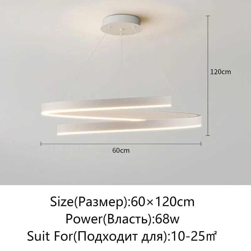 DecorBites™ Black/White Spiral Chandelier for Living Dining Kitchen. Trendy Round Indoor Lighting Fixture.