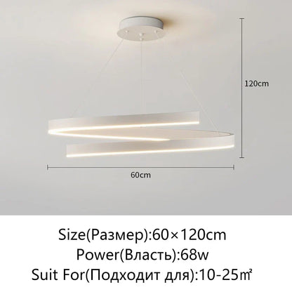 DecorBites™ Black/White Spiral Chandelier for Living Dining Kitchen. Trendy Round Indoor Lighting Fixture.