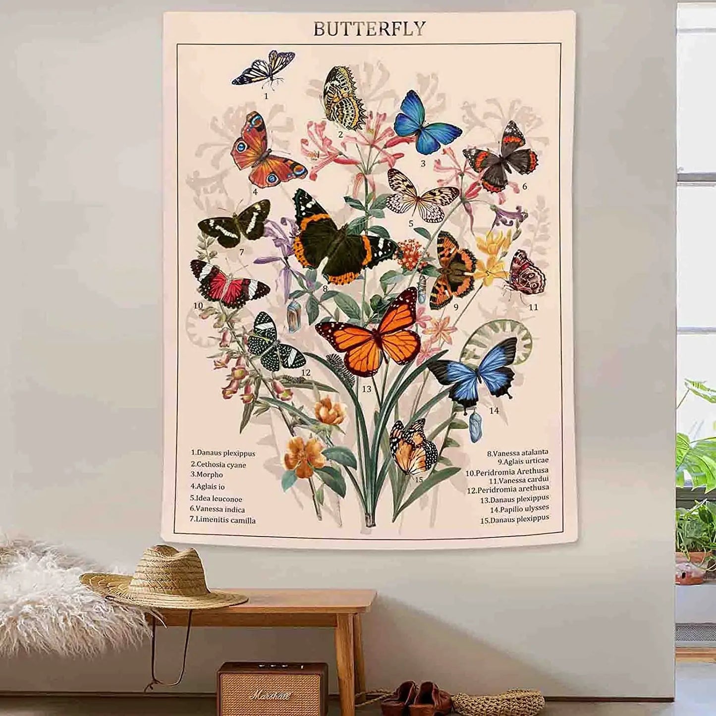 Butterfly Floral Tapestry Vintage Aesthetic Wall Hanging for Bedroom Decor by Decobites