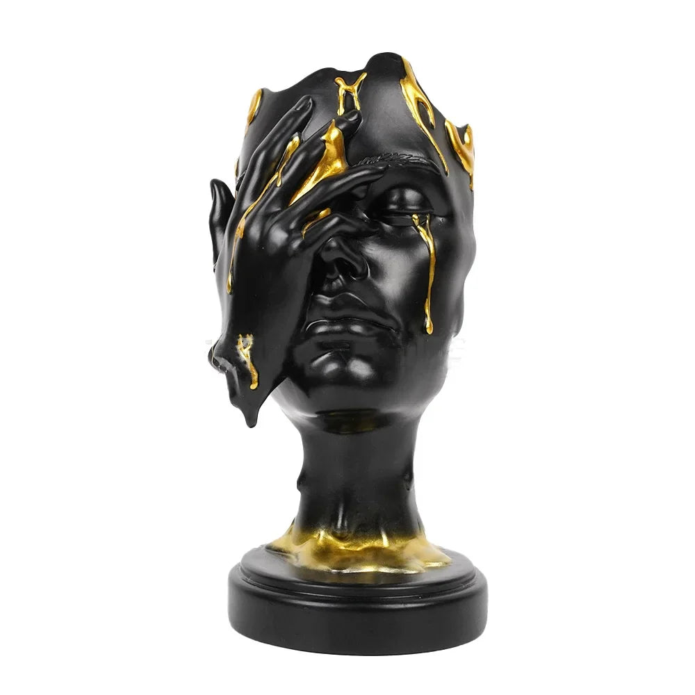 DecorBites™ Abstract Face Mask Silence Gold Resin Statue Home Decor Figurine