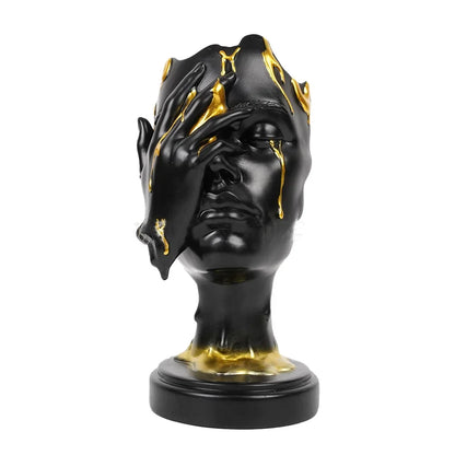 DecorBites™ Abstract Face Mask Silence Gold Resin Statue Home Decor Figurine