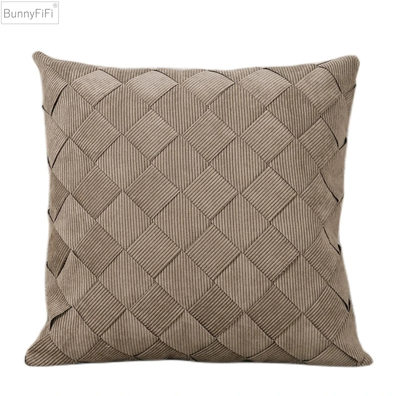 DecorBites™ Grey Weaving Luxury Pillow Cover 45x45cm for Sofa Livingroom Bedroom