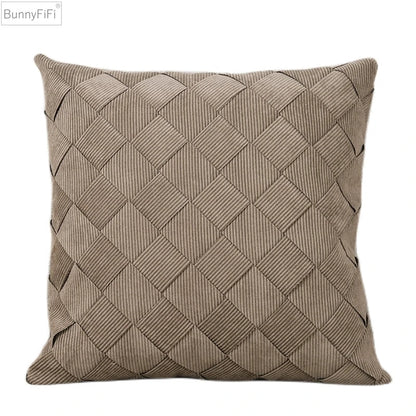 DecorBites™ Grey Weaving Luxury Pillow Cover 45x45cm for Sofa Livingroom Bedroom