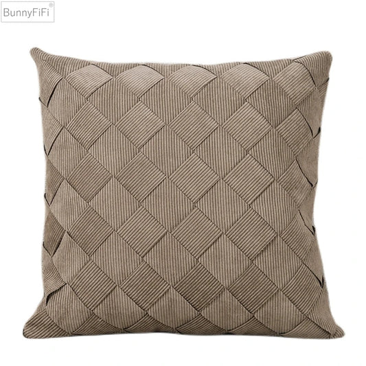 DecorBites™ Grey Weaving Luxury Pillow Cover 45x45cm for Sofa Livingroom Bedroom