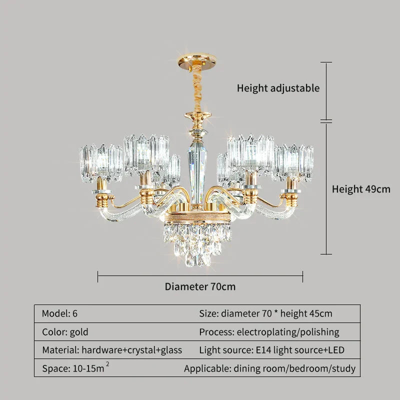 DecorBites™ Crystal Chandelier: Elegant European Garden Lamp for Living Room, Bedroom