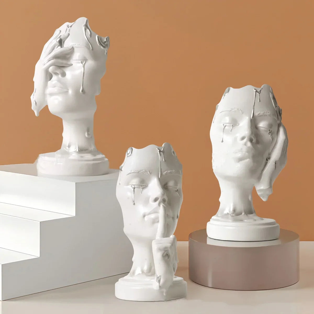 DecorBites™ Abstract Face Mask Silence Gold Resin Statue Home Decor Figurine