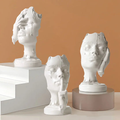 DecorBites™ Abstract Face Mask Silence Gold Resin Statue Home Decor Figurine