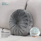 Decobites Velvet Pumpkin Round Cushion for Couch, Bed, Sofa, Chair - Decorative 3D Design