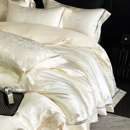 Decobites Luxury Brocade Jacquard King/Queen Bedding Set with Egyptian Cotton, Silky Soft Texture