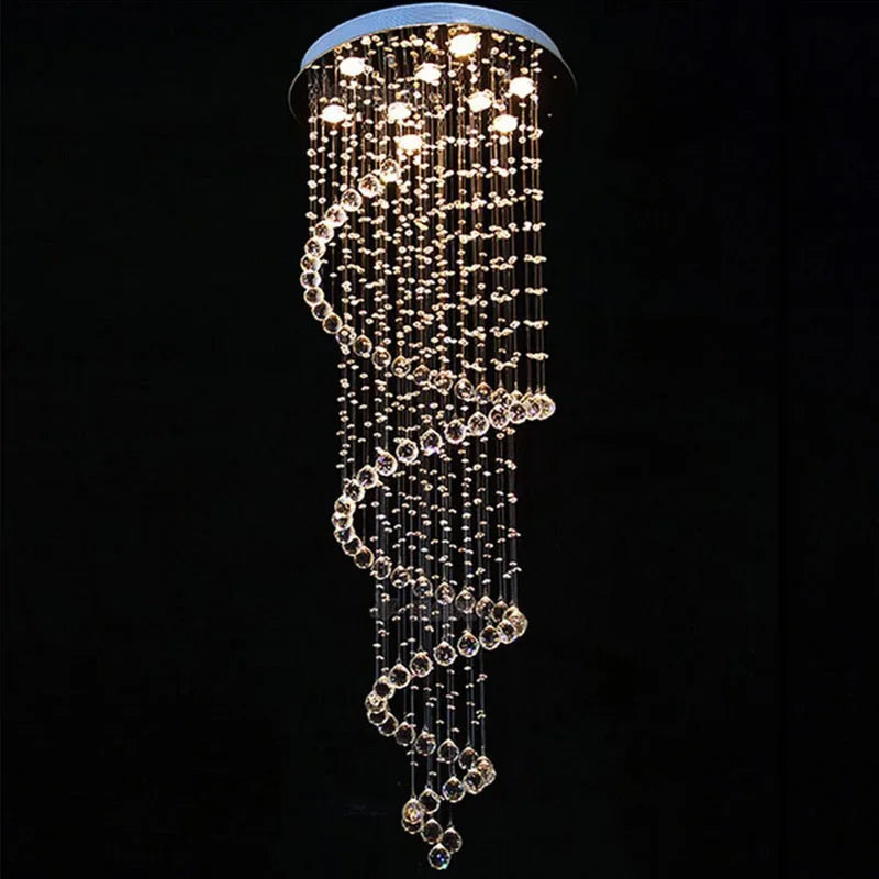 DecorBites™ K9 Crystal Chandelier: Luxury Villa Double Staircase Living Room LED Light