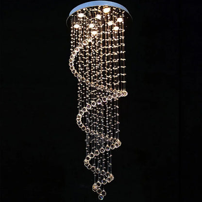 DecorBites™ K9 Crystal Chandelier: Luxury Villa Double Staircase Living Room LED Light