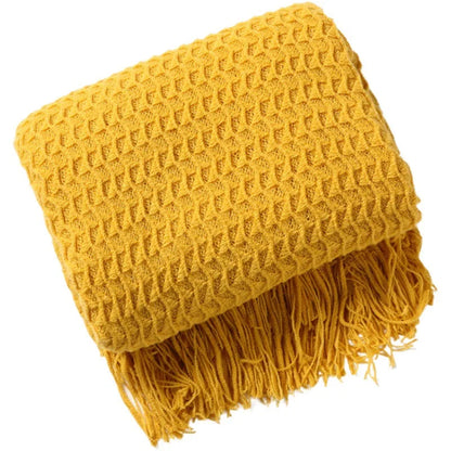 بطانية أريكة محبوكة هندسية من DecorBites™ مع شرابة - غطاء سرير مقاوم للغبار وغطاء ترفيهي