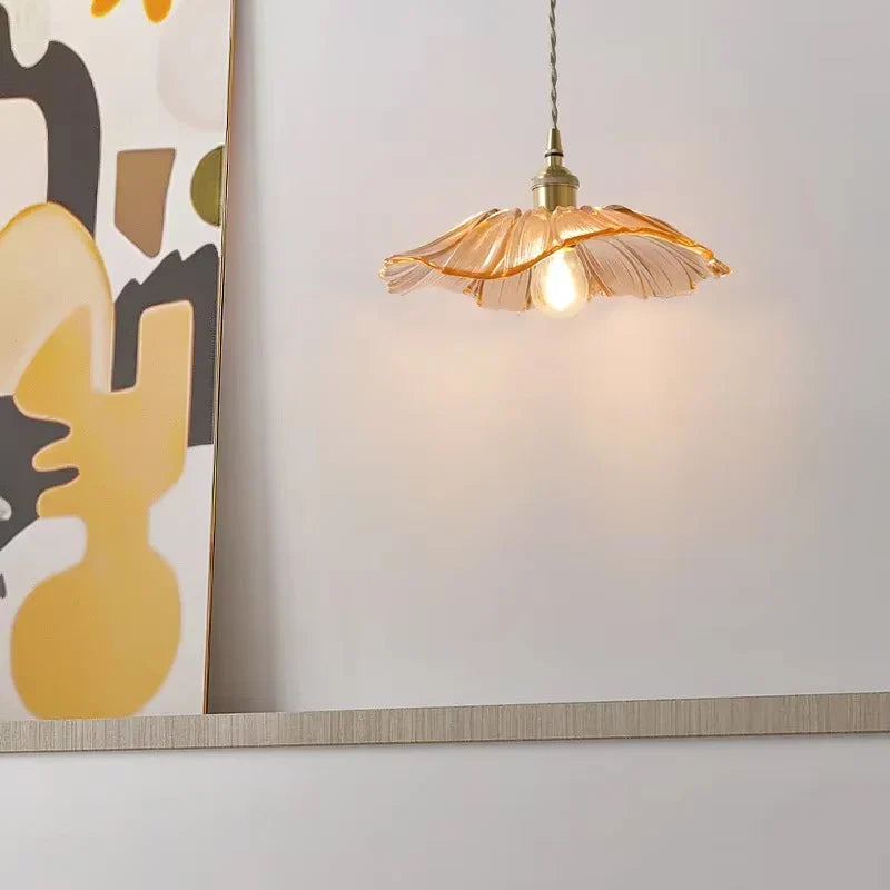 Vintage Flower Glass Pendant Light Fixture