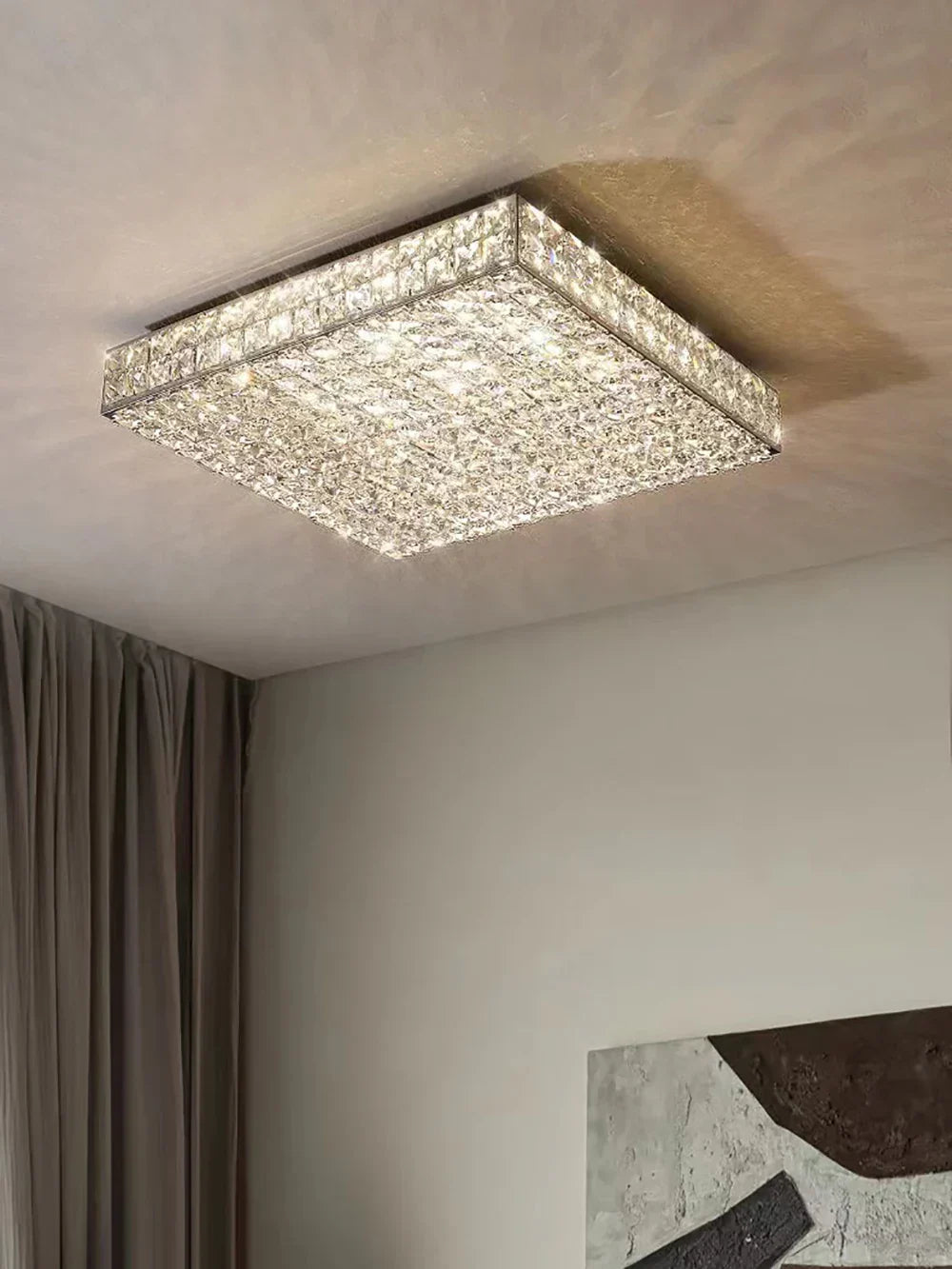 Lámpara de araña rectangular LED de cristal DecorBites™ para una decoración elegante del hogar
