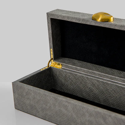 DecorBites™ Golden Stone Handle Leather Jewelry Box: Elegant Desktop Storage Container for Home Decor